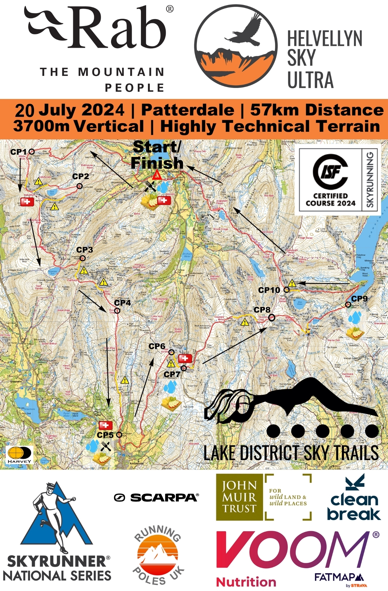 Rab Helvellyn Sky Ultra Race Route 2024